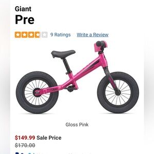 Kids' Pink Balance Bike